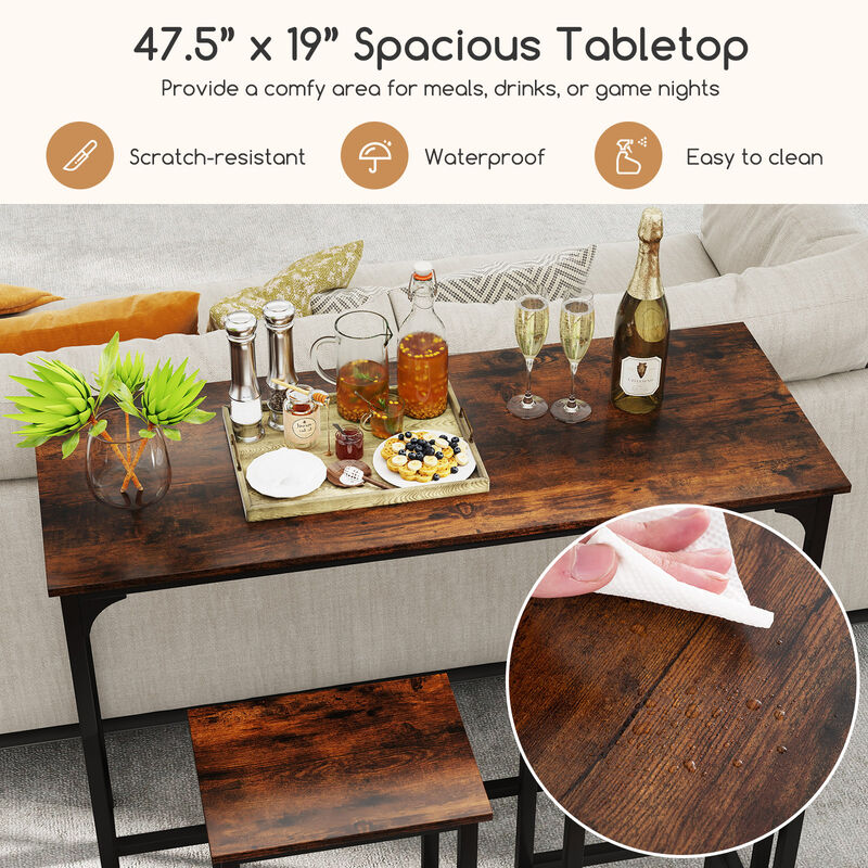 Durable Industrial 3-Piece Counter-Height Bar Table and Stools Set