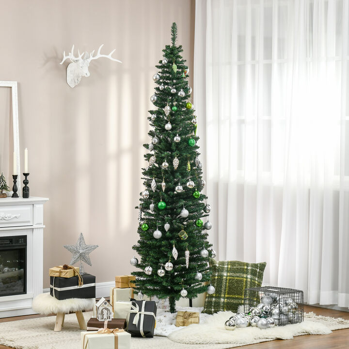 BreeBe 7' Slim Artificial Pencil Christmas Tree with 499 Tips