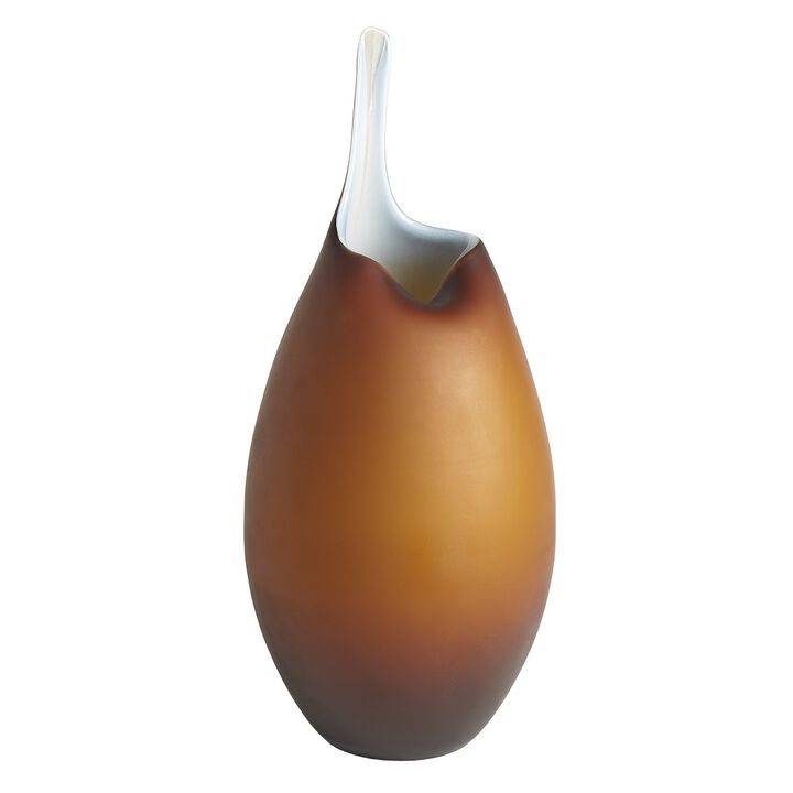 Frosted Amber Vase- Large