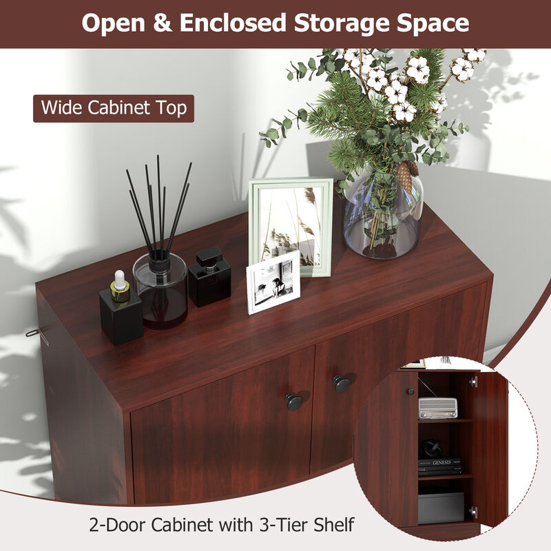 2-Door Modern Floor Storage Cabinet with 3-Tier Shelf