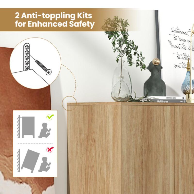 Hivvago 63 Inches Buffet Sideboard with 4 Compartments and Push-to-Open Cabinet