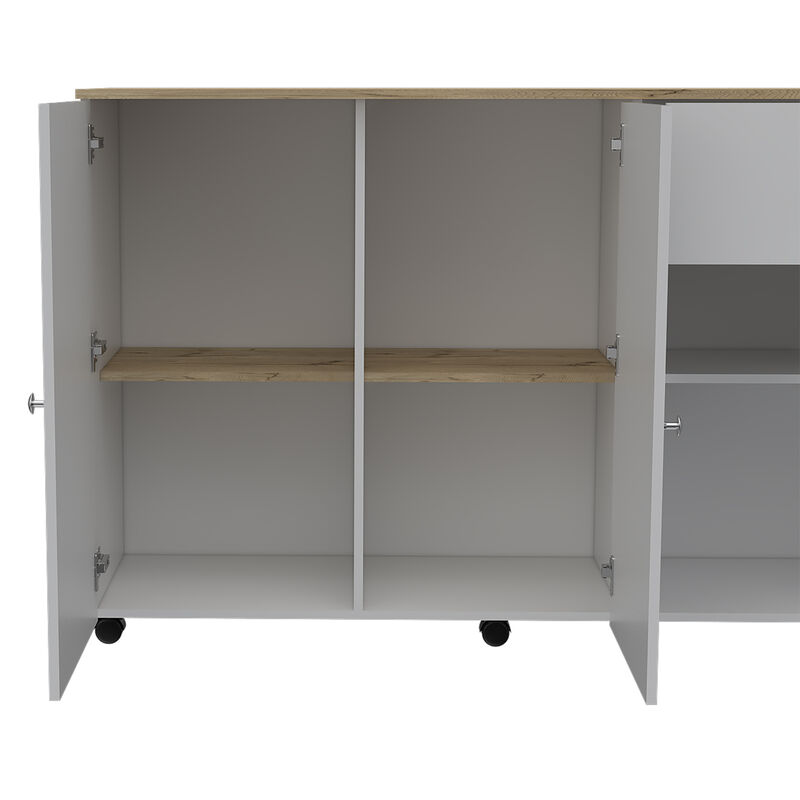Streamdale Sayville 2-Drawer 2-Shelf Kitchen Island White And Pine image number 6