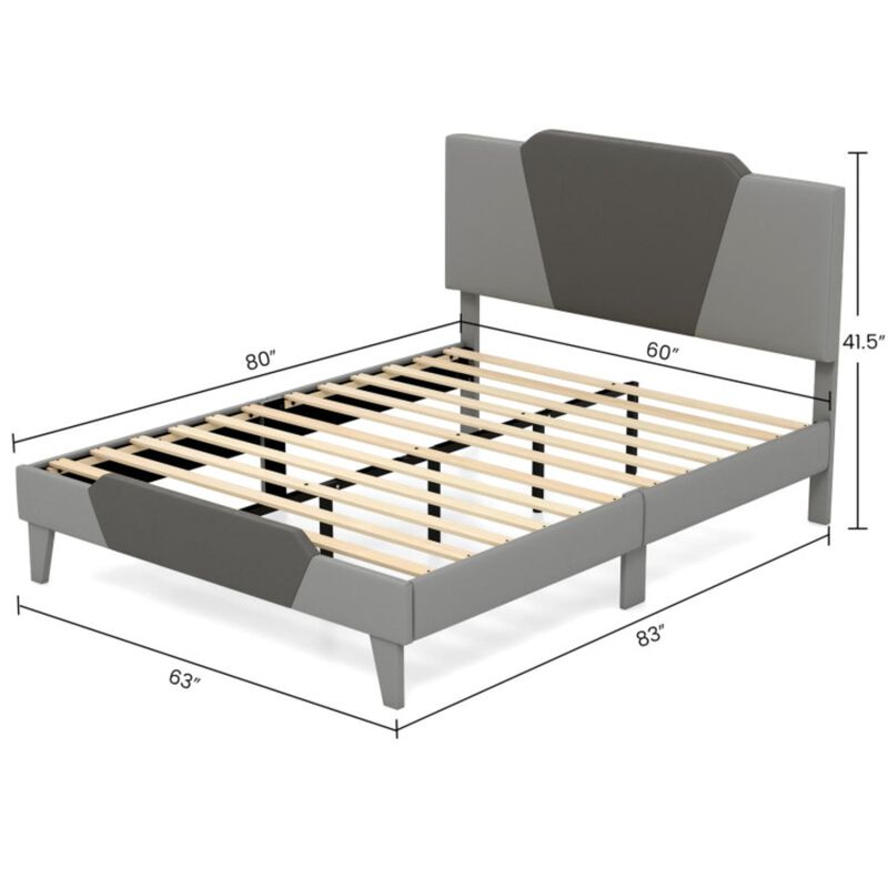 Hivvago Velvet Upholstered Bed Frame with High Headboard image number 3