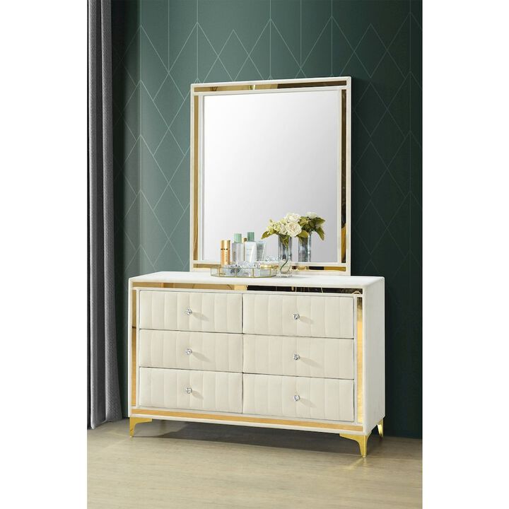 6 Drawer Dresser with Gold Legs and Trim – Fully -Assembled and Ready to Use