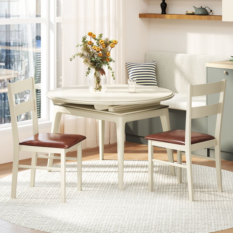 Set of 2 Kitchen Armless Dining Chairs – Solid Wood Frame and PU Leather Upholstery