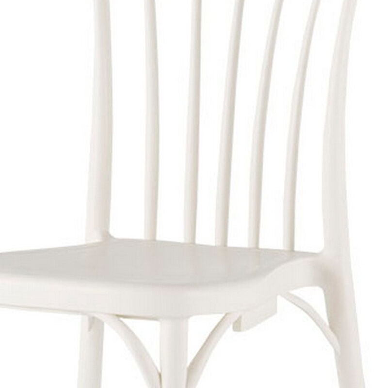 HomeRoots Set of Two White Heavy Duty Plastic Outdoor Stacking Dining Chairs image number 3