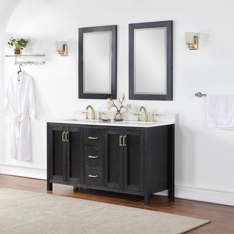 Altair 24 Rectangular Bathroom Wood Framed Wall Mirror in Black Oak