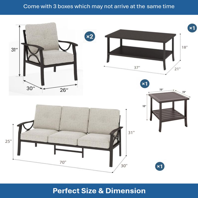 TATEUS 5-Piece Metal Patio Furniture Set image number 3