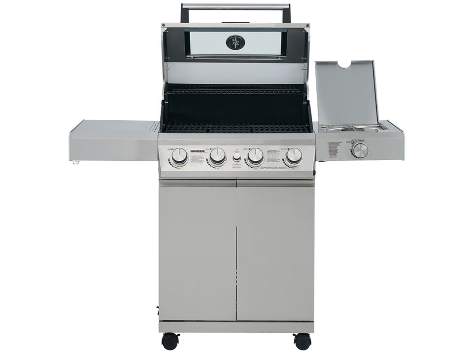 Monument Grills Mesa Series | 4 Burner Mini Stainless Steel Propane Gas Grill With Clearview Lid