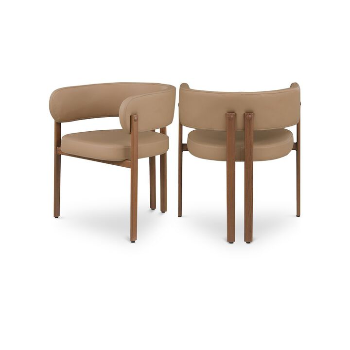 Meridian Furniture Gideon Tan Vegan Leather Dining Chair, Set of 2