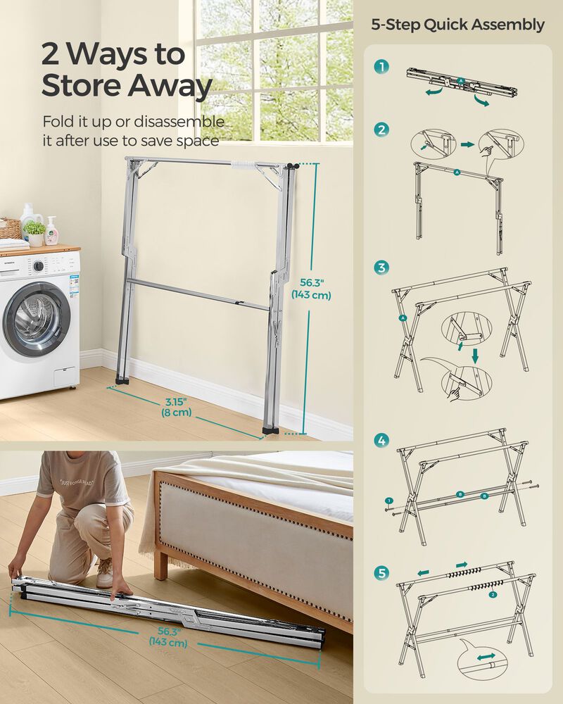 Extendable and Foldable Clothes Drying Rack