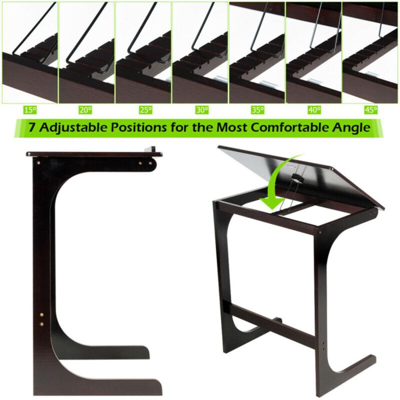 Hivvago Adjustable C-Shape Couch End Table wth Tilting Top