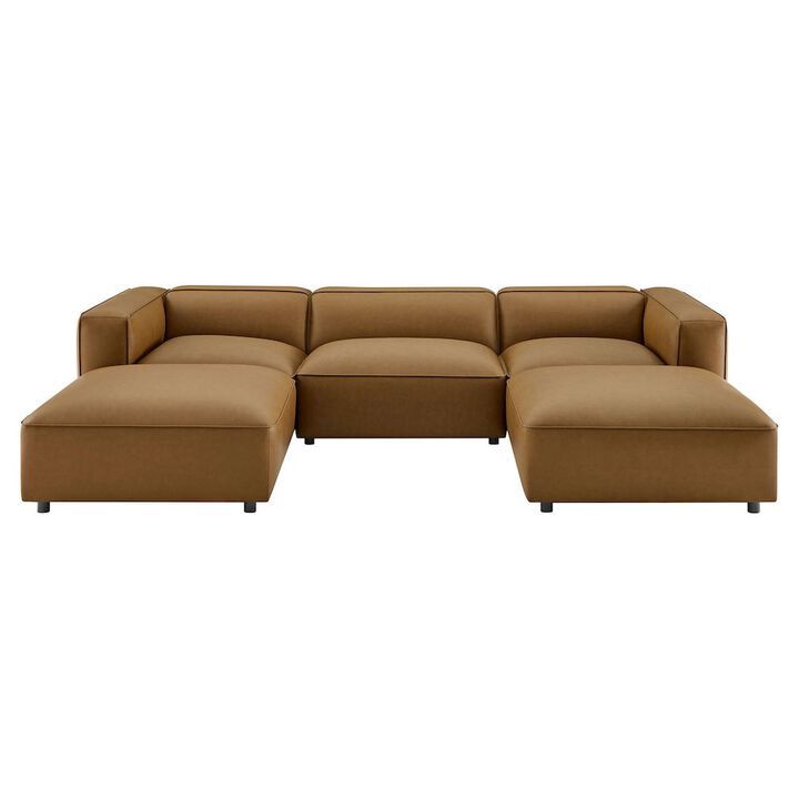 Auren 5-Piece Upholstered Vegan Leather Modular U-Shaped Sofa