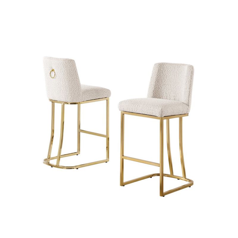 Cream With Gold Base Barstools, Set Of 2