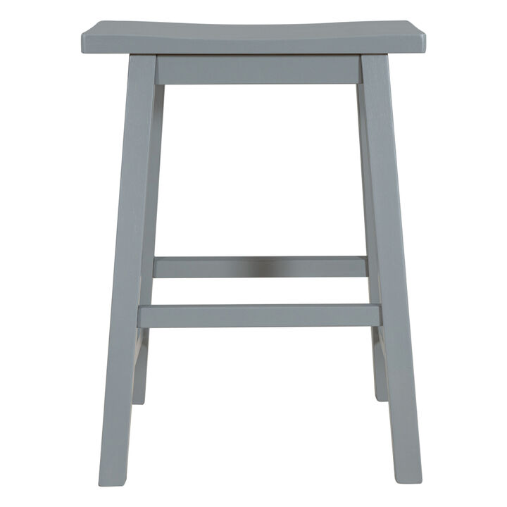 Farmhouse Rustic 2-piece Counter Height Wood Kitchen Dining Stools for Small Places, Gray