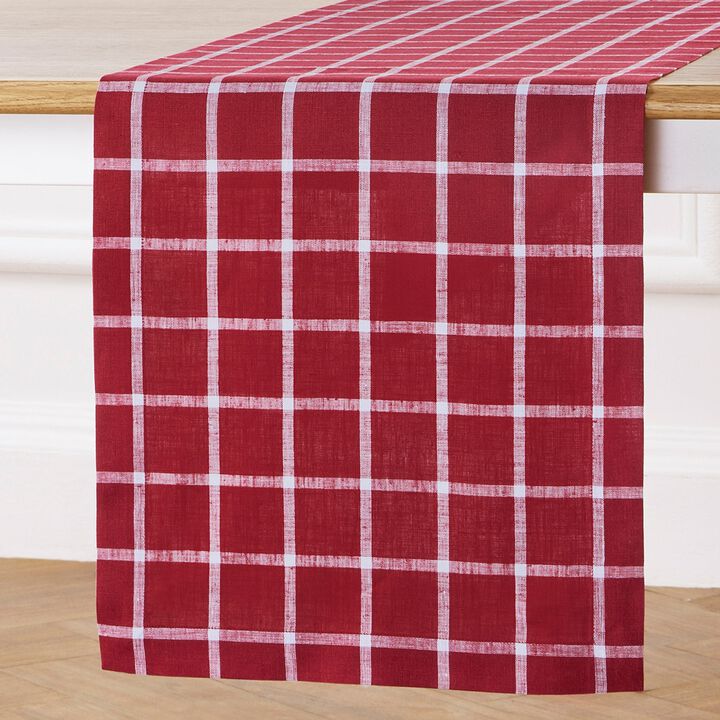 Solino Home Windowpane 100% Linen Table Runner &ndash; Handcrafted, Machine Washable, Perfect for Holiday and Everyday Dining