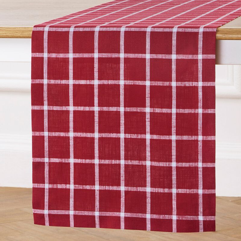 Christmas Linen Table Runner - Windowpane, Solino Home