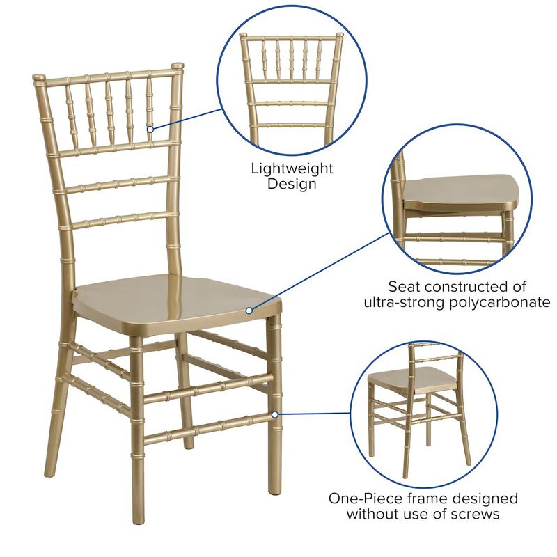 Flash Furniture PREMIUM Gold Resin Stacking Chiavari Chair image number 2