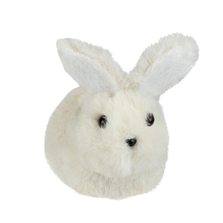 4.75" White and Black Plush Sitting Easter Bunny Rabbit Spring Figure