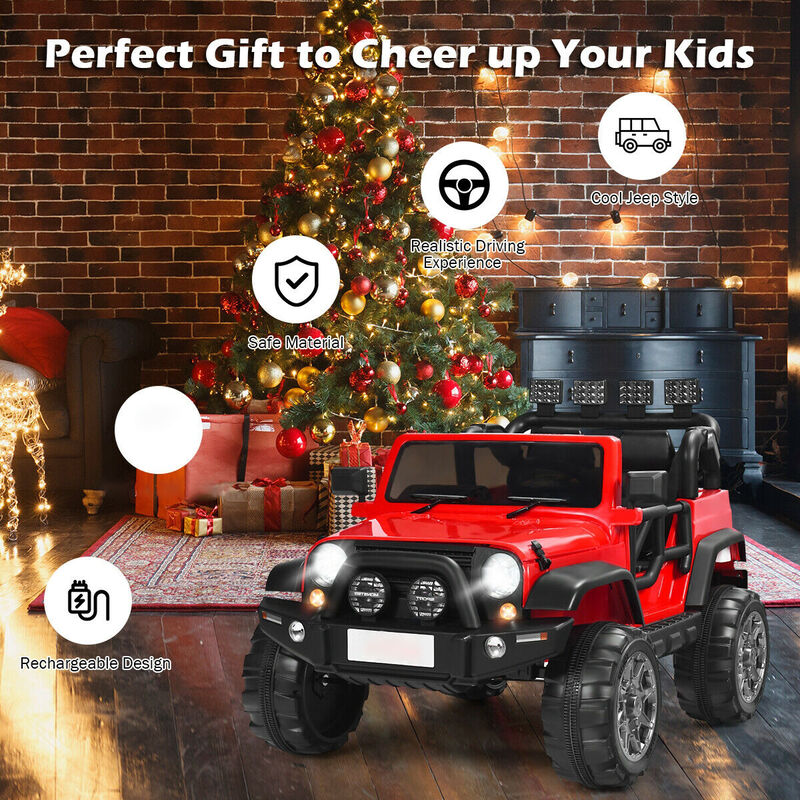 12V Kids Ride On Truck with 2 Seats Remote Control and Storage Compartment image number 6