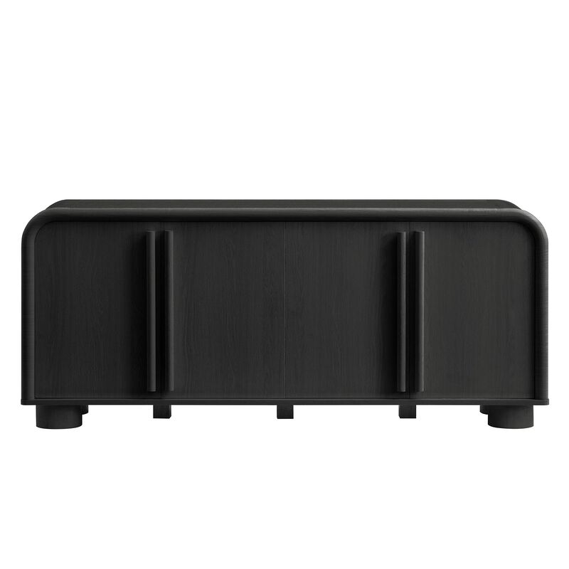 Modway Bellamy 63 Inch Curved Sideboard Cabinet with Storage in Black Oak &ndash; Modern Buffet Cabinet with 4 Soft-Close Doors and Adjustable Shelves image number 6