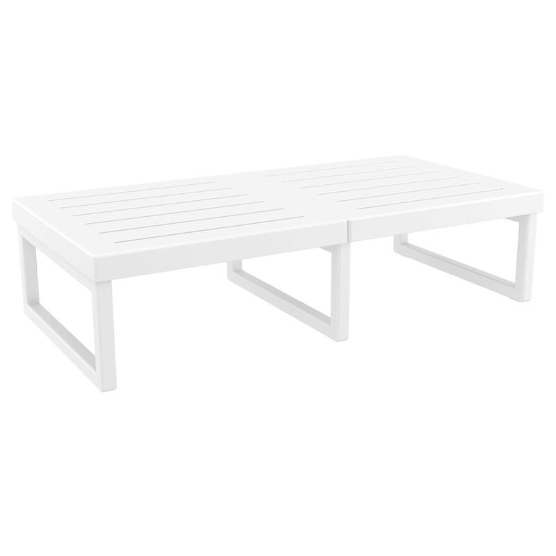 51" White Patio Rectangular Lounge Coffee Table