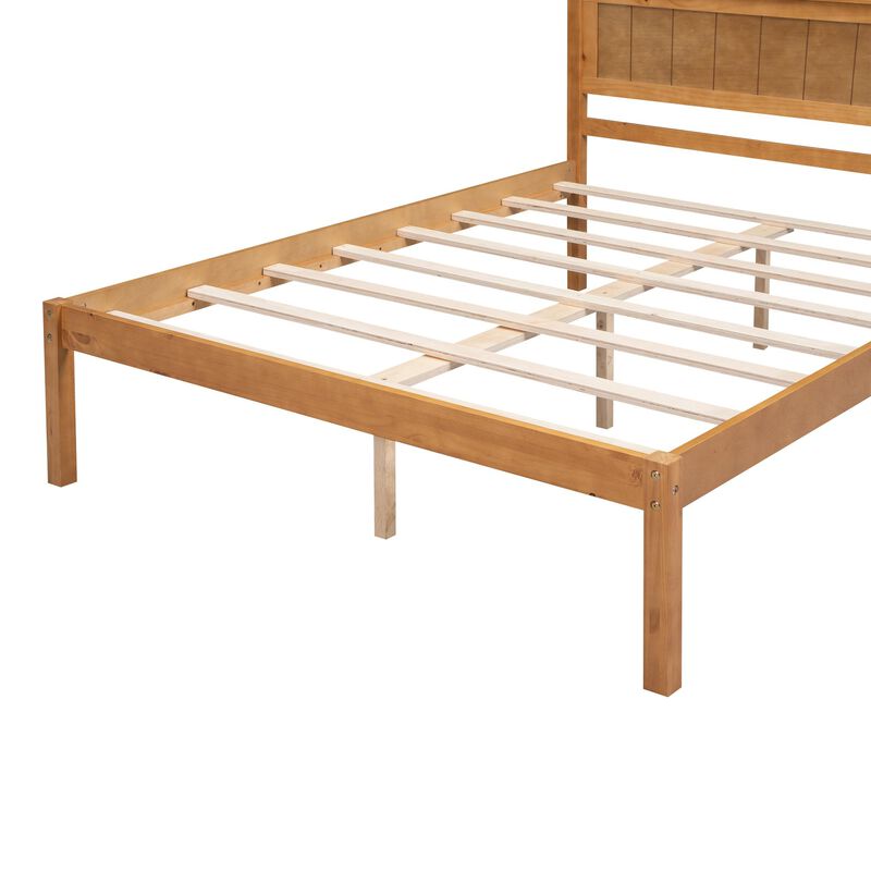 Platform Bed Frame with Headboard, Slatted Support System, No Box Spring Needed