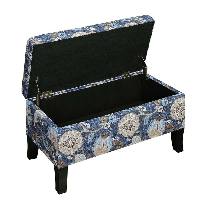 Convience Concept, Inc. Designs4Comfort Winslow Storage Ottoman, Indigo Flora Fabric