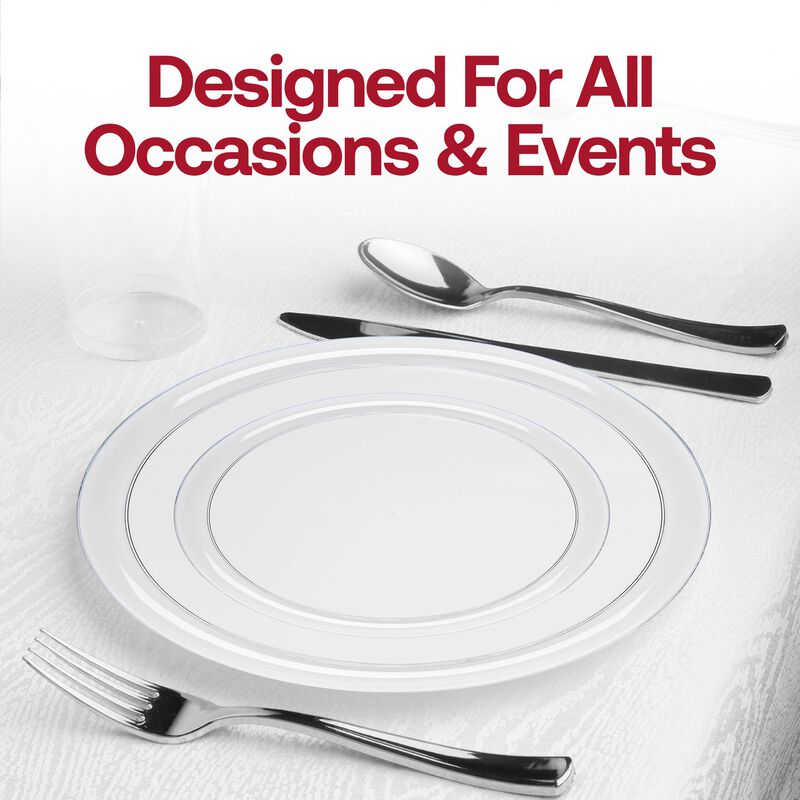Clear Flat Round Plastic Dinnerware Value Set (40 Sets) image number 7