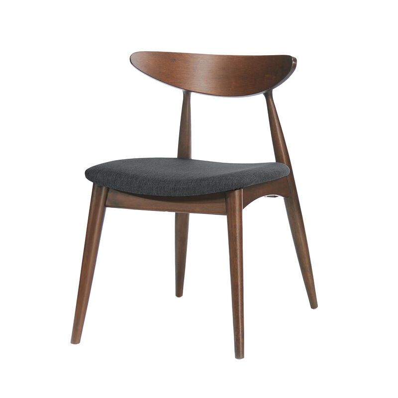 Side Dining Chair Set of 2, Round Rubberwood Splayed Legs, Gray Brown image number 4