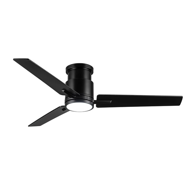 52 Inch Matte White Ceiling Fan with LED Light, Antique Walnut ABS Blades Indoor Ceiling Fan