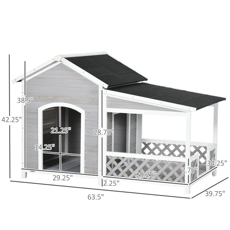 Outdoor Pet Shelter: Dog House with Porch, Asphalt Roof & Shutter Window