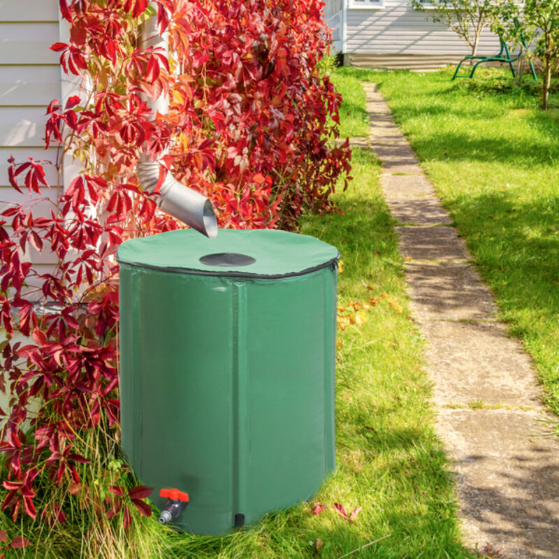 PVC Rainwater Collection Barrel, 50-Gallon Capacity with Measurement Scale