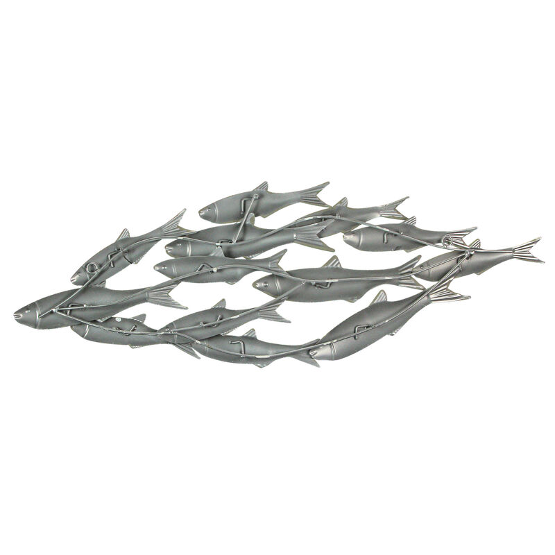 28 Inch Metal Tropical School Of Fish Wall Art Sculpture Hanging Nautical Art image number 2