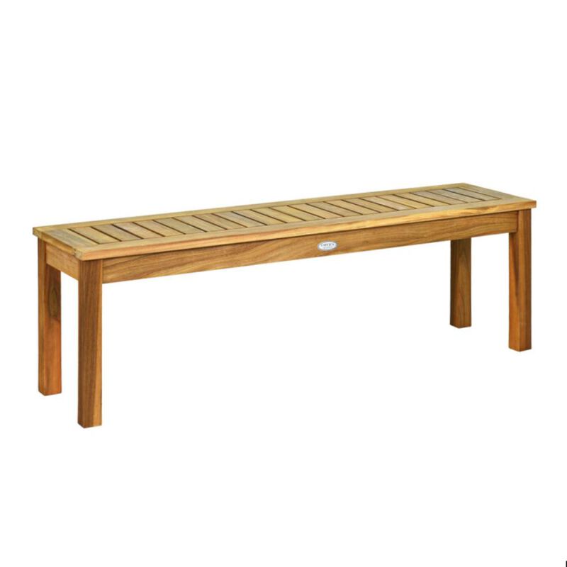 Hivvago 52 Inch Outdoor Acacia Wood Dining Bench Chair