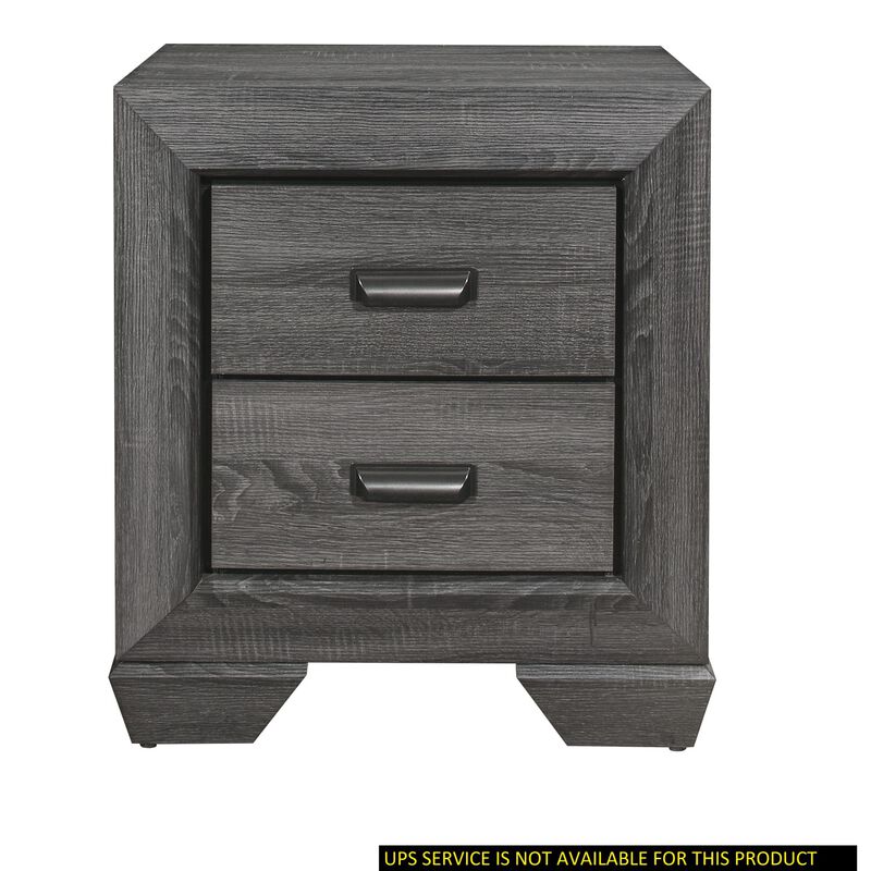 Gray Finish 1pc Nightstand of 2x Drawers Wooden Bedroom Furniture Contemporary Design Rustic Aesthetic