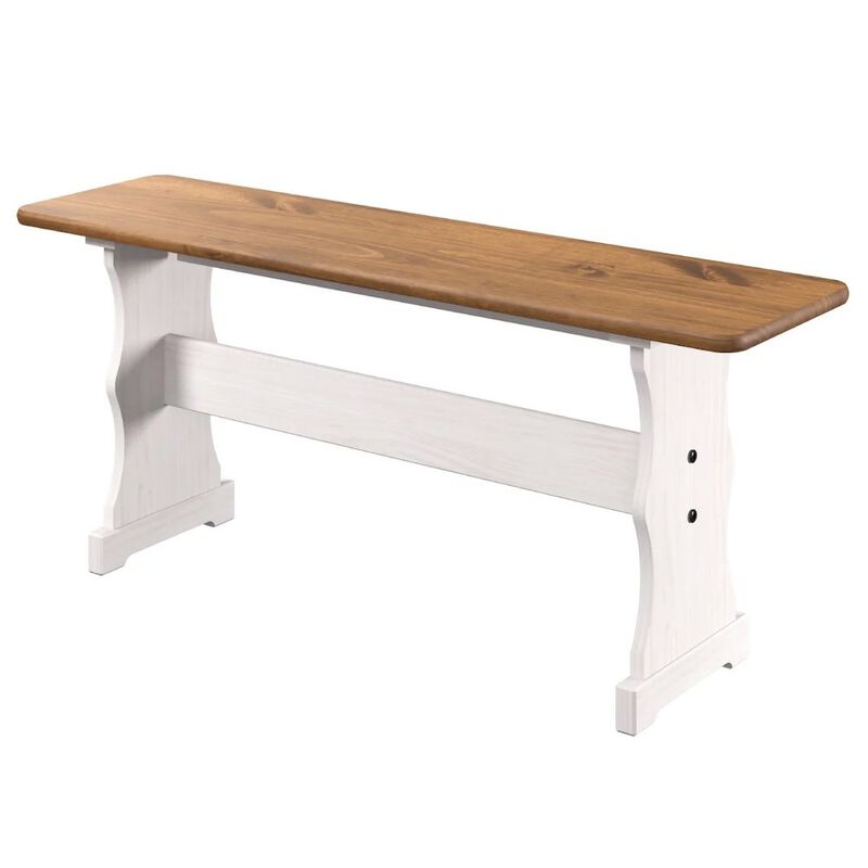 OS Home and Office Furniture Solid Pine Corner Dining Booth in Distressed White