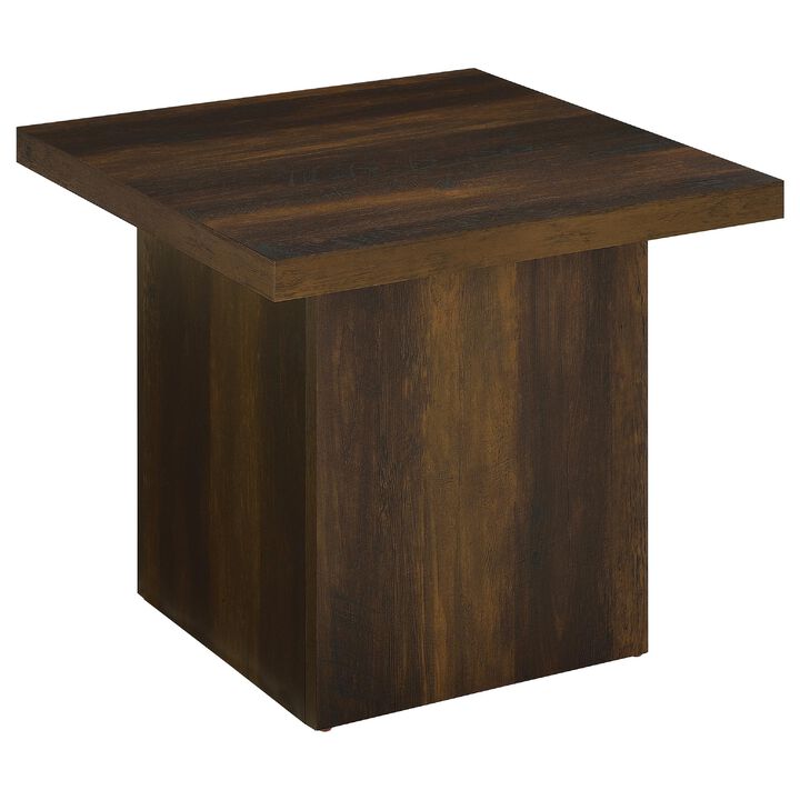 Darla Square Side-End Table, Block Style Base, Wood