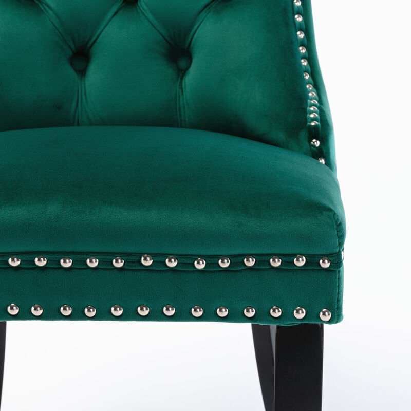 Streamdale Contemporary Green Velvet Dining Chair Set image number 7