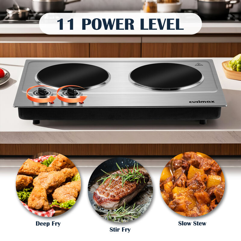 Cusimax 1800W Infrared Ceramic Electric Hot Plate for Cooking, Portable Countertop Burner Glass Heating Plate with 2 Knob Control image number 4