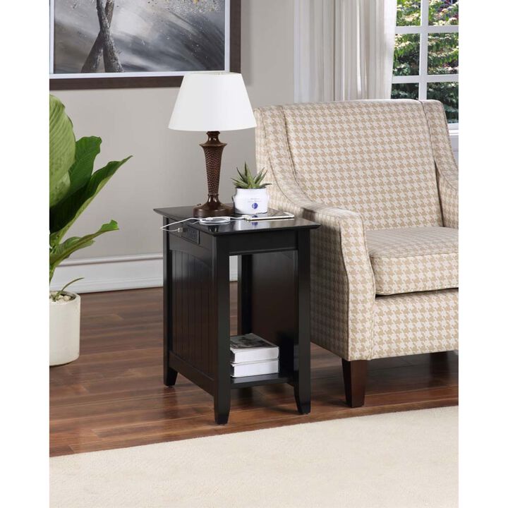 Convenience Concepts Edison End Table with Charging Station, Black