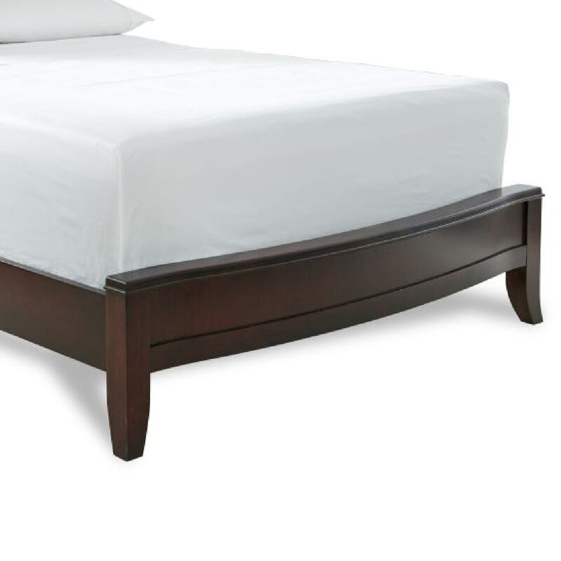 Kyle Low Profile Wood California King Bed, Sleigh Headboard, Cherry Brown - Benzara