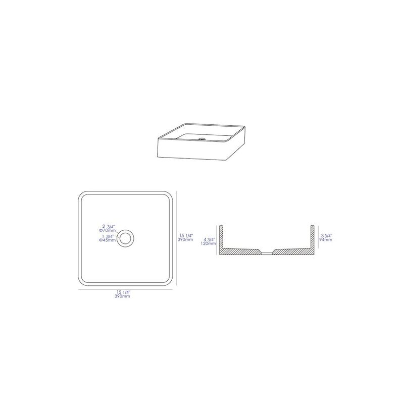 ALFI brand 16 Solid Concrete Chiseled Style Square Above Mount Vessel Sink