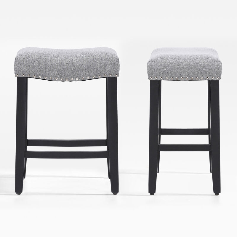 WestinTrends 24" Upholstered Saddle Seat Counter Stool (Set of 2)