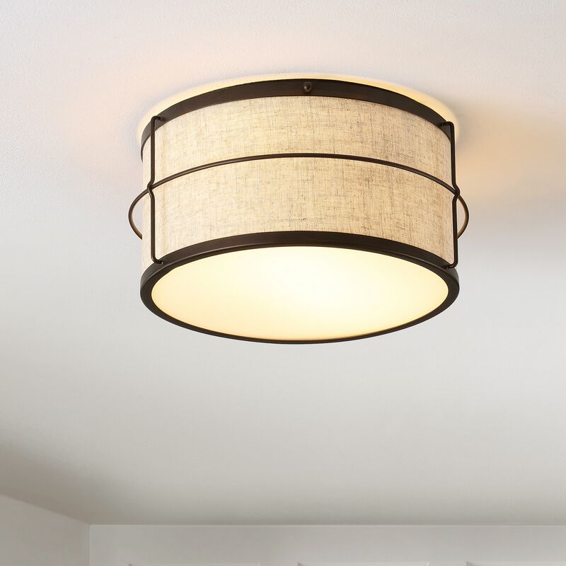 Evan 2-Light Rustic Farmhouse Iron LED Flush Mount