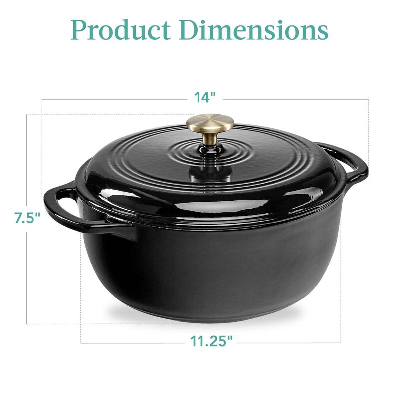 Enamel Cast Iron Dutch Oven for Kitchen Cooking and Baking