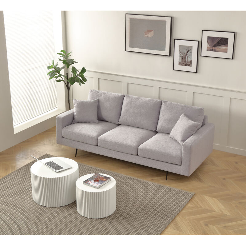 Modern Three Seat Sofa Couch with 2 Pillows, Light Grey Perfect for Every Occasion