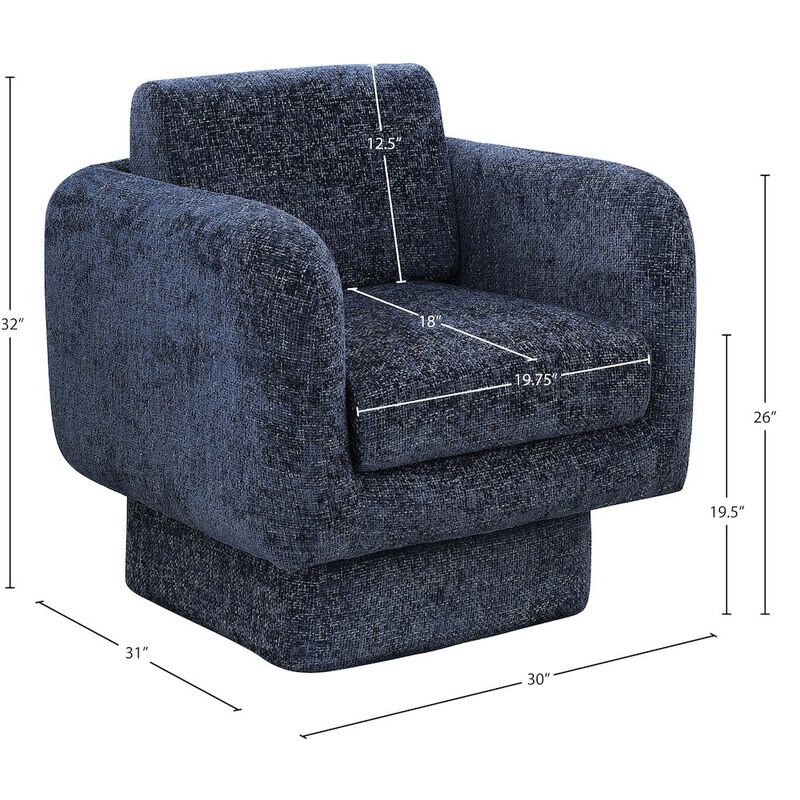 Meridian Furniture Alessandra Navy Chenille Fabric Swivel Accent Chair