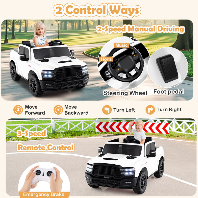 2 Seater Electric Ride On Truck for Big Kids with Remote and Music for Backyard image number 6