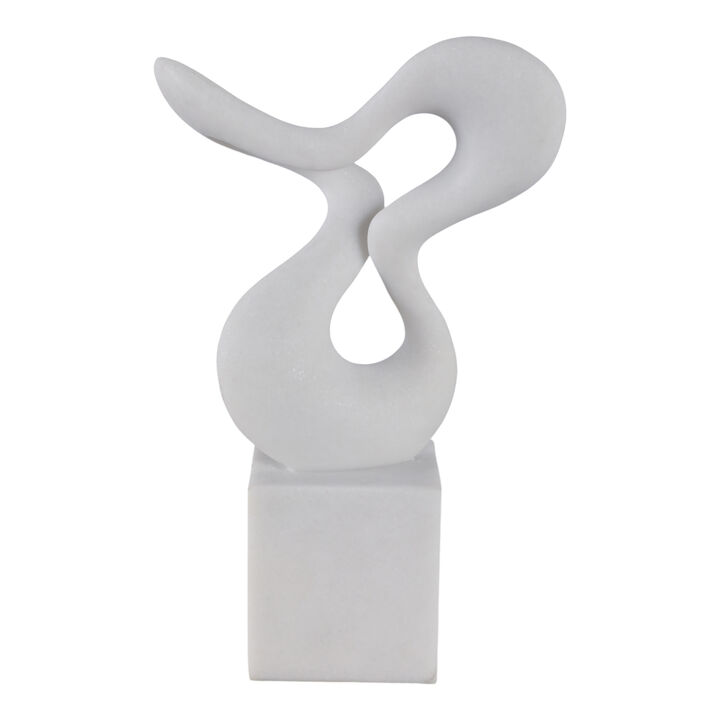 12x7" Abstract Resin Sculpture On Base, White